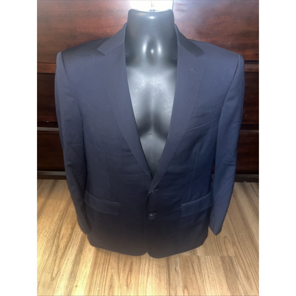 Ralph Lauren Mens Navy Blue Blazer Suit Jacket 100% Wool Size 40R Made In Italy